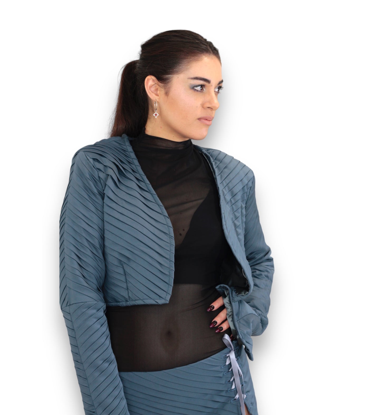 Gunmetal cropped jacket