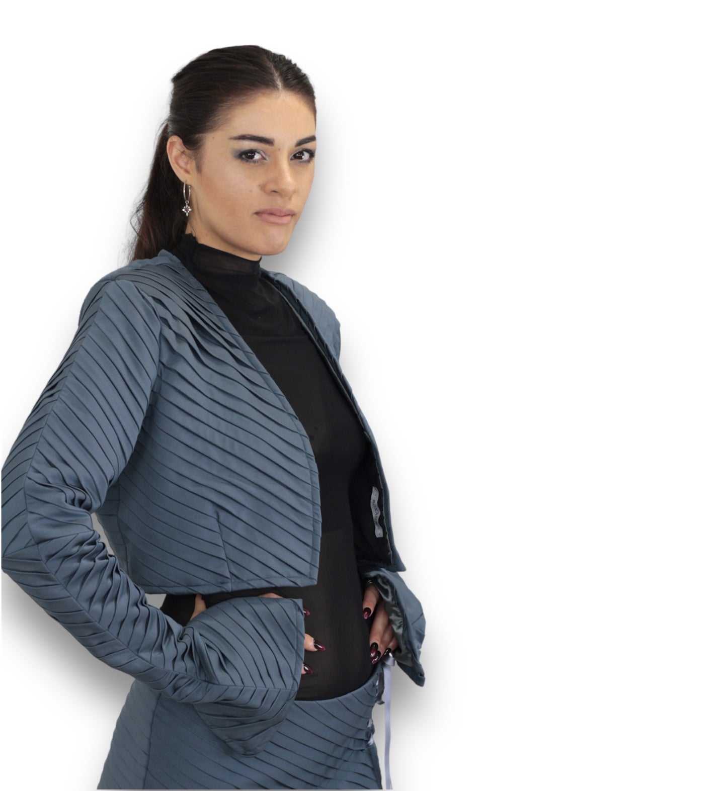 Gunmetal cropped jacket