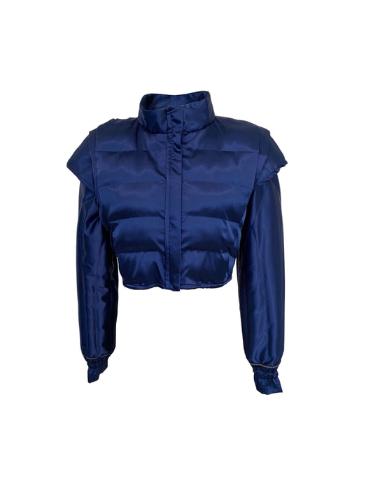 Blue steel cropped puffer jacket