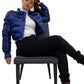 Blue steel cropped puffer jacket