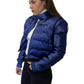 Blue steel cropped puffer jacket